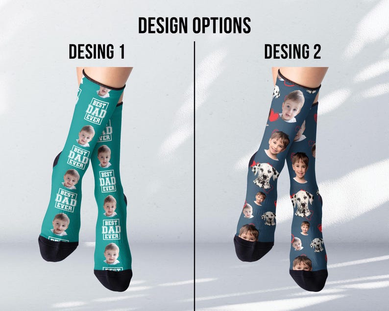 Custom Father's Day Photo Socks, Personalized Gift with Picture & Text, Funny Dad Gift from Kids or Wife