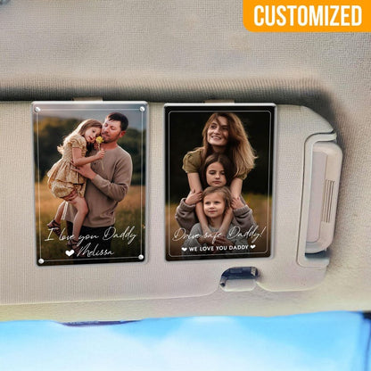 Custom Photo Sun Visor Clip Acrylic Magnet, Custom Polaroid Frame Car Visor Clip, Father's Day Gift, Drive Safe Gift, Couple Gift