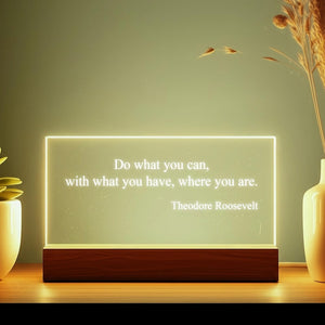 Personalized Quote Sign - Motivational Quotes - Mindfulness Gift - Brainy Quote - Custom Quote Print - Motivational Saying with LED Stand