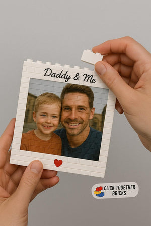 Daddy & Me Custom Puzzle Personalized Brick Photo Block Gift for Father s Day, Birthday, Family Keepsake