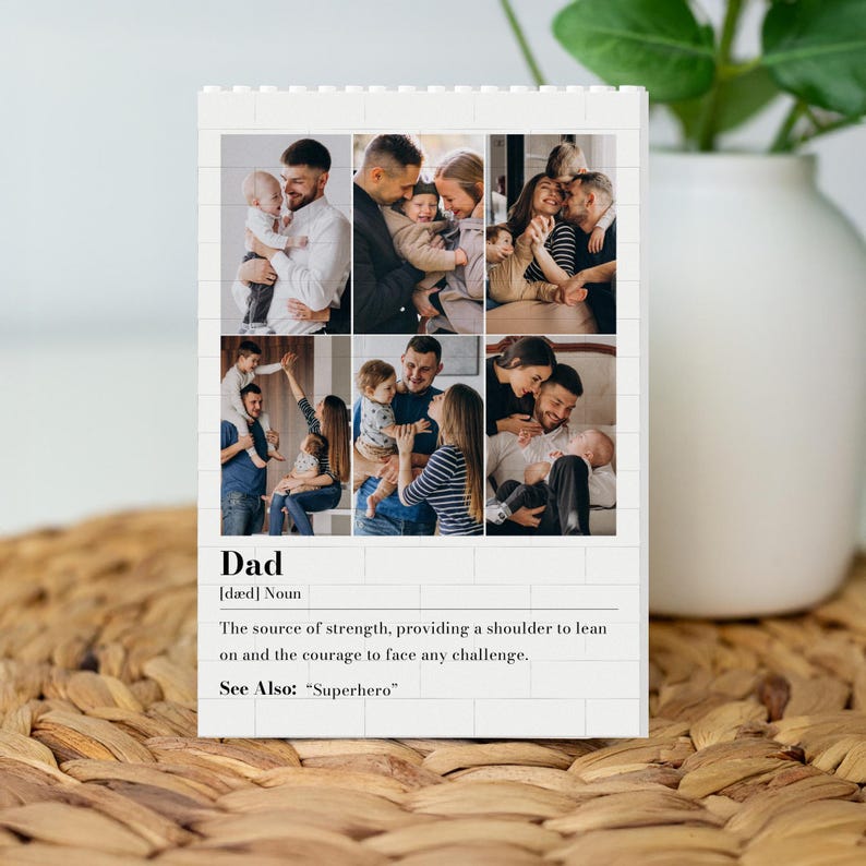 Personalised Photo Puzzle Gift for Dad, Father's Day Brick Picture Frame for Grandpa, Stepdad, Baby Keepsake Gift from Kids