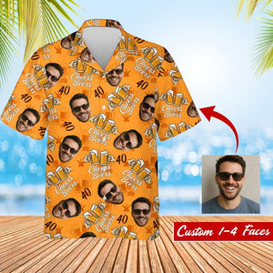 Custom Face Birthday Hawaiian Shirt, Personalized Cheers and Beers Shirt for Men Women, 40th Birthday Party Shirt with Photo, Gifts for Dad