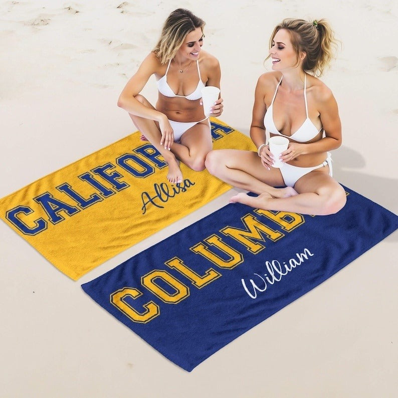 Custom College Beach Towel, Senior 2025, Graduation Gift, Baseball Team, Sorority Gift, School Spirit, School Spirit Custom University Towel