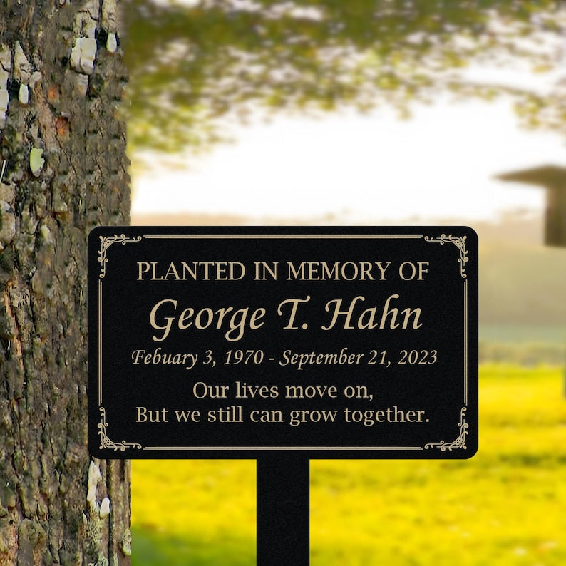 Personalized Memorial Tree Plaque with Stake, Sturdy Metal Garden Marker, Tree Sign, Remembrance Plaque-Multiple Colors, Tree Plaque Marker