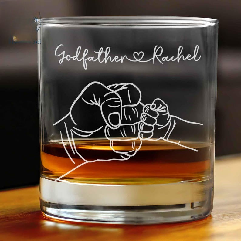 Personalized Godfather Gift, Godfather Whiskey Glass, Father's Day Gift For Godfathers, Custom Uncle Rock Glass, Custom Glass For Dad Gift