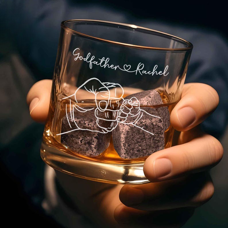 Personalized Godfather Gift, Godfather Whiskey Glass, Father's Day Gift For Godfathers, Custom Uncle Rock Glass, Custom Glass For Dad Gift