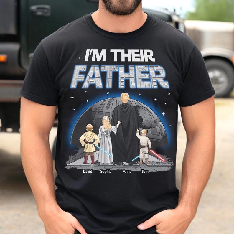 Personalized Gift For Father's Day, I Am Their Father Gift, The Force Is Strong With This Dad Tee, Father And Kids Shirt