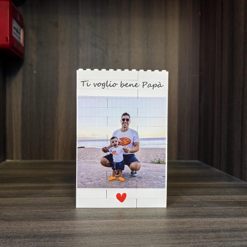 Personalised Daddy & Me Building Brick Photo Block, Gift for Dad, Building Block, Puzzle, Grandad, Grandpa, Birthday Gift, Father's Day Gift