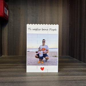 Personalised Daddy & Me Building Brick Photo Block, Gift for Dad, Building Block, Puzzle, Grandad, Grandpa, Birthday Gift, Father's Day Gift
