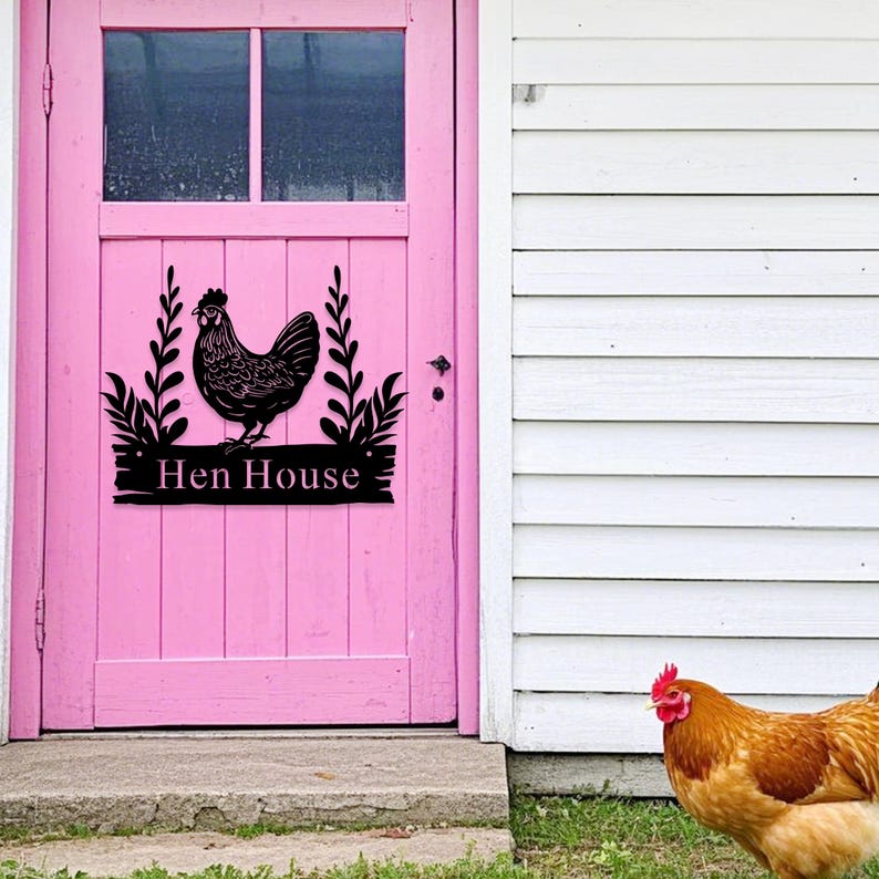 Custom Chicken Farm Metal Sign, Hen House Coop Sign, Personalized Hen Name Sign, Chicken Coop Wall Art, Eggs Farmhouse Decor, Barn Sign