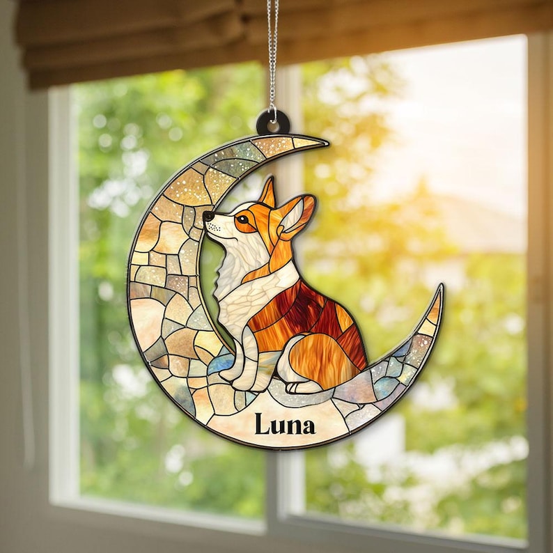 Dachshund On The Moon Acrylic Ornament, Custom Dog Breeed Dog Lover Gifts, Personalized Dog,Pet Memorial Ornament,Dog Holiday Decoration