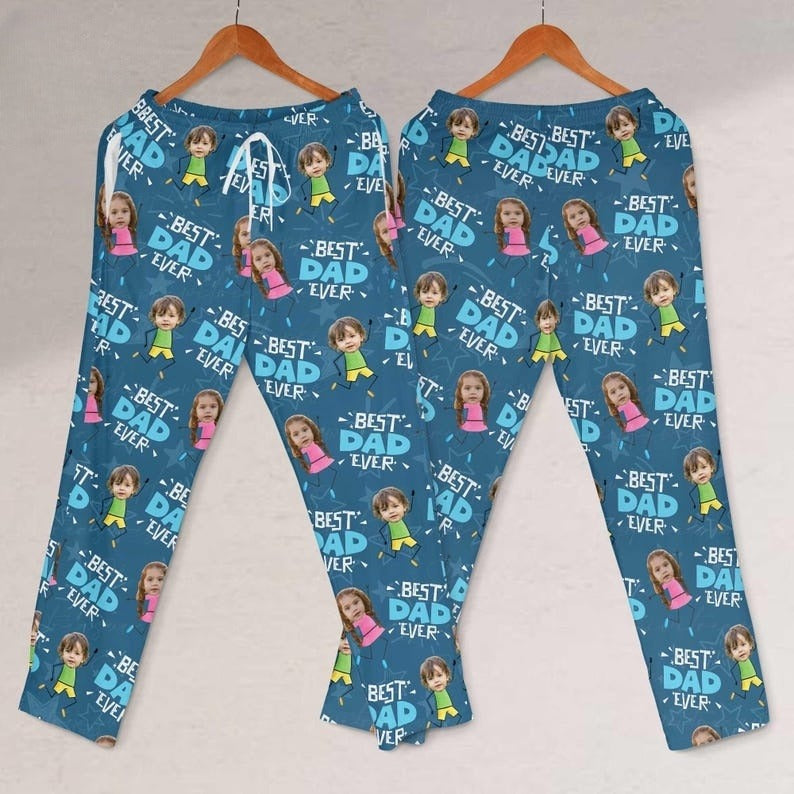 Custom Best Dad Ever Pajama Pants Personalized Photo Lounge Pants Gift from Kids, Funny Gift for Dad or Papa