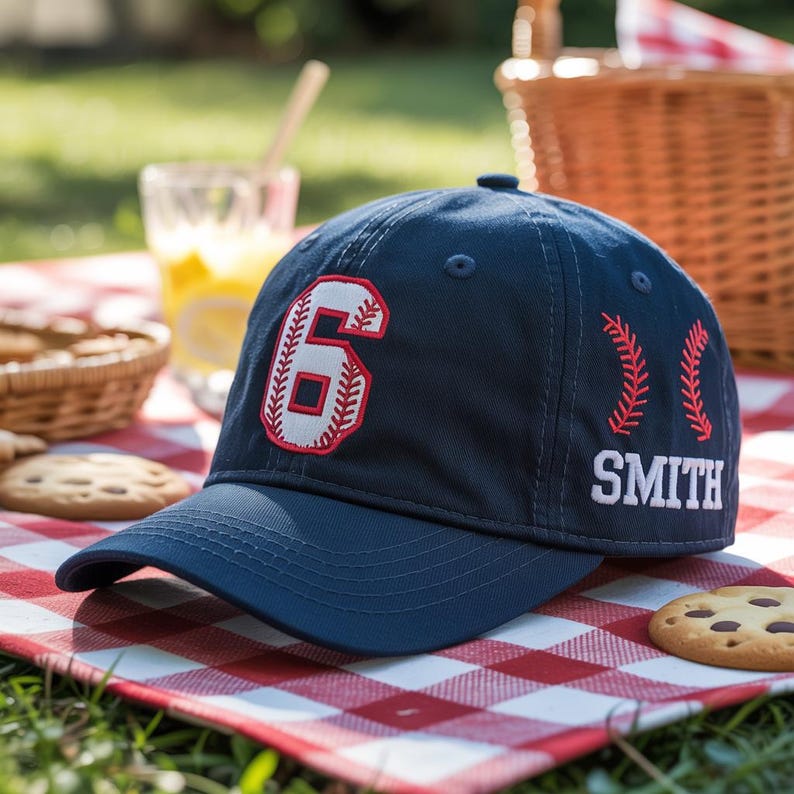 Custom Baseball Number Hat with Name Embroidery, Personalized Player or Team Cap, Sports Dad Hat Gift