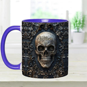 Touch My Coffee And I Will Drink It From Your Skull Personalized Skull Accent Mug, Dark Gothic Cup, Gift for Men, Military Gift for Dad