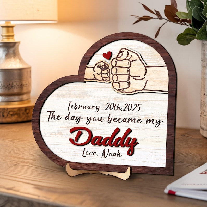 Personalized The Day You Became My Daddy Gift, First Fathers Day Gift From Baby, New Dad Wooden Sign, First Time Fathers Day Gift