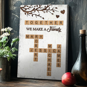Custom Crossword Puzzle Family Name Canvas Wall Art, Personalized Family Crossword Puzzle Decor, Gift for Parents, Anniversary, Home Decor