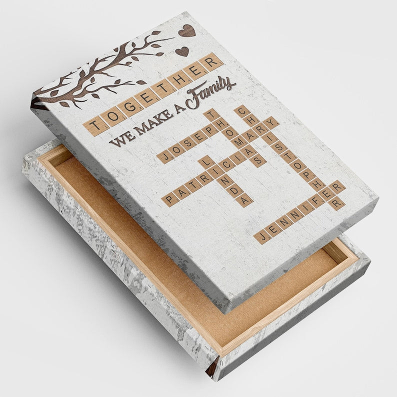 Custom Crossword Puzzle Family Name Canvas Wall Art, Personalized Family Crossword Puzzle Decor, Gift for Parents, Anniversary, Home Decor