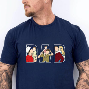 Personalized Dad Shirt, Personalized Portrait Gift for Dad, Dad Portrait Line Art Shirt, Fathers Day Gifts From Wife, Father's Day T-Shirt