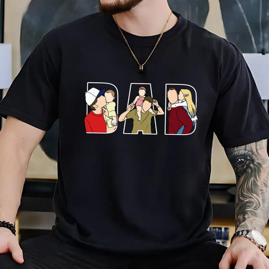 Personalized Dad Shirt, Personalized Portrait Gift for Dad, Dad Portrait Line Art Shirt, Fathers Day Gifts From Wife, Father's Day T-Shirt