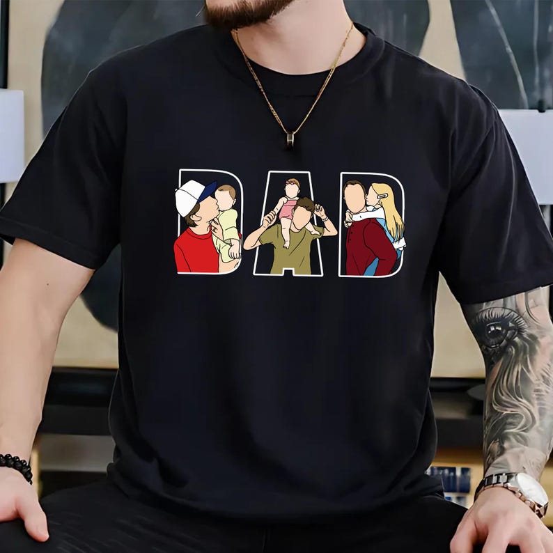 Personalized Dad Shirt, Personalized Portrait Gift for Dad, Dad Portrait Line Art Shirt, Fathers Day Gifts From Wife, Father's Day T-Shirt