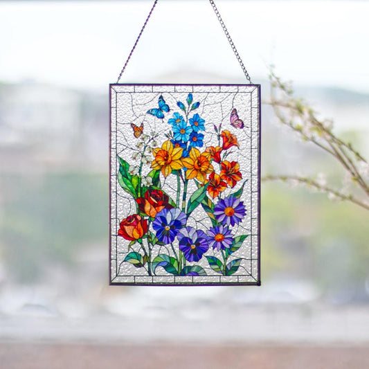 Custom Family Birth Flowers Acrylic Suncatcher, Custom Mom's Garden Gift Flower Acrylic Art Birth Flower Nana's Garden Mother's Day Gift For Mom