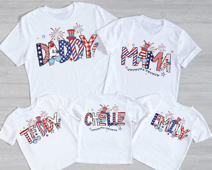 Custom Name 4th of July Family Celebration Matching Shirt, Freedom Shirt, USA Graphic Tee, Patriotic Family Shirt, Family Reunion Shirts