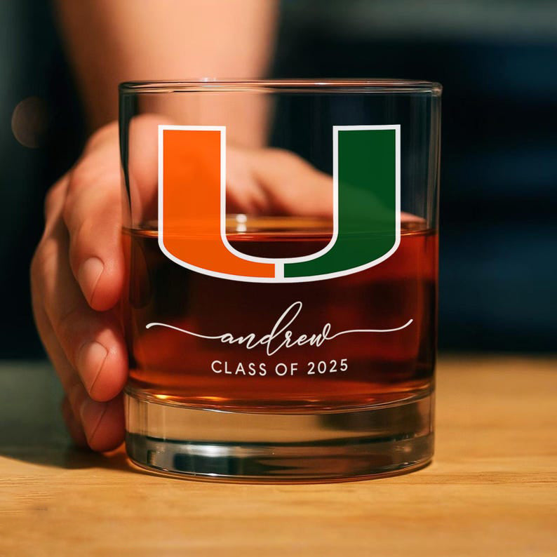 College Graduation Gift, College Graduation Wine Glass, Custom University Logo Whiskey Glass, University School Grad Gift, Class Of 2025