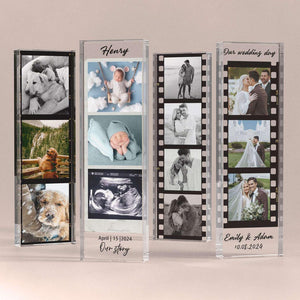 Acrylic Photo Strip Gift Personalized | Custom Couple Picture Keepsake | Wedding, Baby, Pet, Anniversary Gift Idea