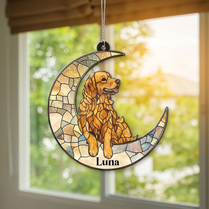 Dachshund On The Moon Acrylic Ornament, Custom Dog Breeed Dog Lover Gifts, Personalized Dog,Pet Memorial Ornament,Dog Holiday Decoration