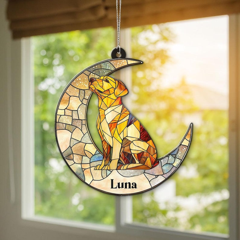 Dachshund On The Moon Acrylic Ornament, Custom Dog Breeed Dog Lover Gifts, Personalized Dog,Pet Memorial Ornament,Dog Holiday Decoration