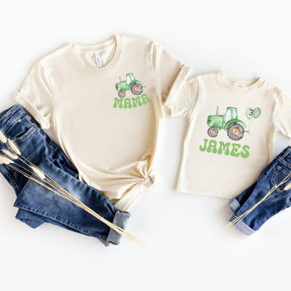 Personalized Tractor 1st Birthday Tractor Theme Birthday Mama Dada Tractor Shirts Custom Birthday Party Shirt Family Farm Birthday Boy Shirt