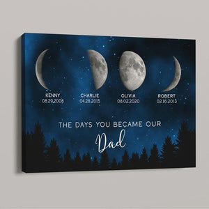 Personalized Custom Birth Moon Phase Galaxy Night Canvas Frame, The Days You Became Our Dad Canvas, Father's Day, Gift For Dad, Grandpa
