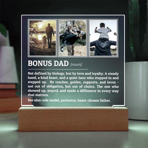 Personalized Bonus Dad Definition Plaque, Father's Day Gifts, Gift for Step Dad, Custom Photo Frame, Stepfather Christmas Birthday Gifts
