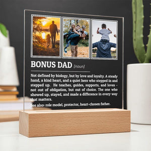 Personalized Bonus Dad Definition Plaque, Father's Day Gifts, Gift for Step Dad, Custom Photo Frame, Stepfather Christmas Birthday Gifts