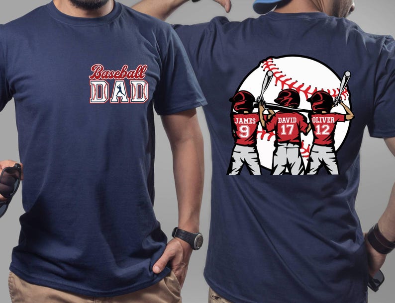 Custom Baseball Kids Dad Shirt, Personalized Baseball Name Shirt, Baseball Jersey Number Tee, Gameday Sport Dad Shirt, Baseball Gift for Dad