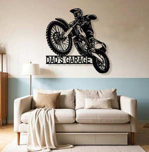 Custom Dirt Bike Metal Sign, Personalized Motocross Biker Name Sign, Motorcycle Biker Gifts for Dad Husband, Dirt Bike Wall Art,Man Cave