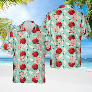Custom Face Bowling Shirts, Personalized Bowling Hawaiian Shirt, Funny Bowling Shirts, Custom Face Shirts, Gift For Dad Mom, Bowling Lovers
