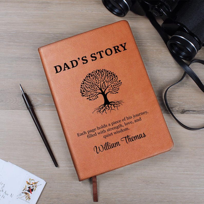 Dad's Story Journal With Custom Name, Handwritten Family Keepsake, Christmas Gift Journal for Dad, Personalised Father's Legacy Notebook