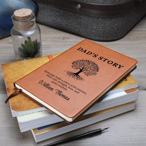 Dad's Story Journal With Custom Name, Handwritten Family Keepsake, Christmas Gift Journal for Dad, Personalised Father's Legacy Notebook
