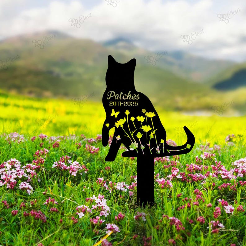 Customized Cat Memorial Stake, Metal Stake, Cat Grave Marker, Cat Memorial Gifts, Cat Lover Gift, Pet Loss Gift, Remembrance Stake