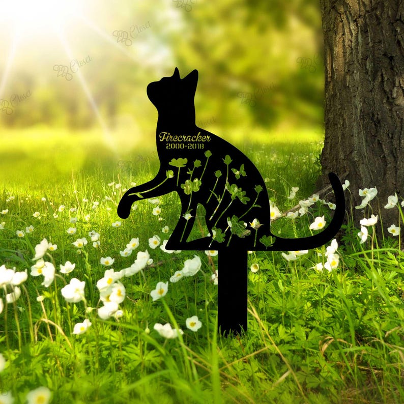 Customized Cat Memorial Stake, Metal Stake, Cat Grave Marker, Cat Memorial Gifts, Cat Lover Gift, Pet Loss Gift, Remembrance Stake