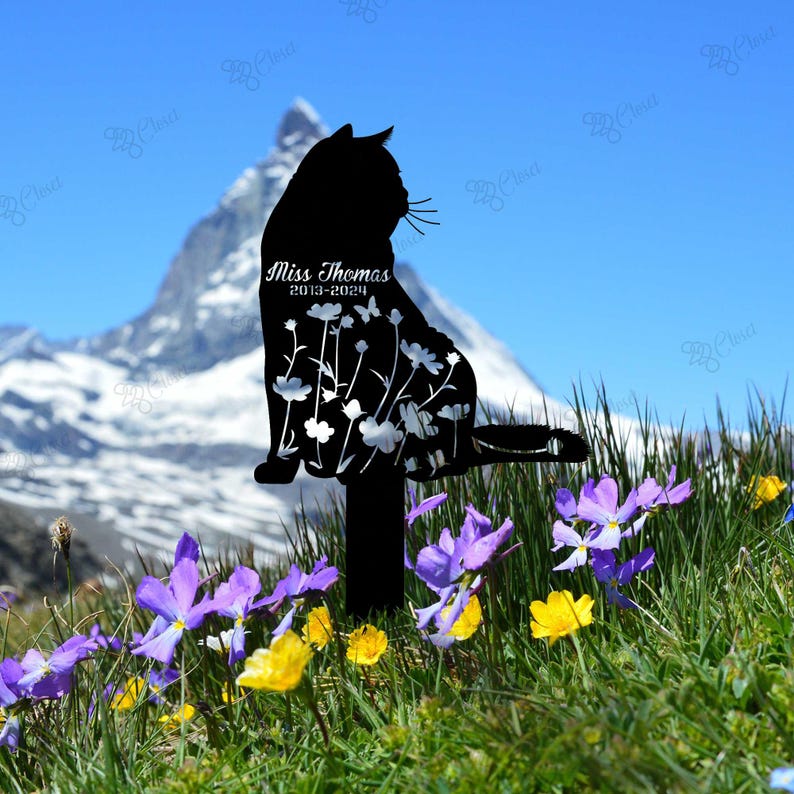 Customized Cat Memorial Stake, Metal Stake, Cat Grave Marker, Cat Memorial Gifts, Cat Lover Gift, Pet Loss Gift, Remembrance Stake