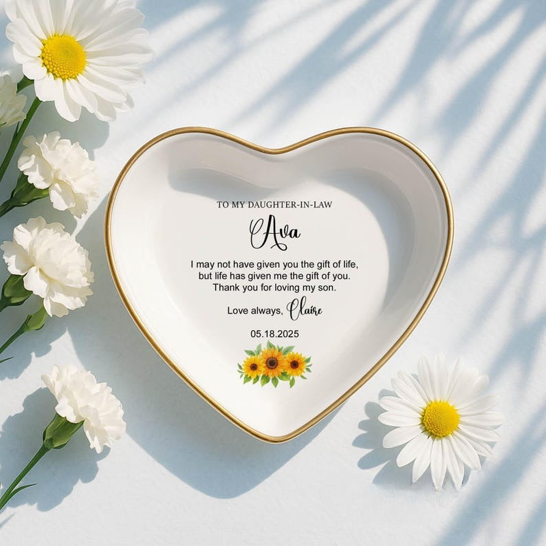 Custom Wedding Gifts for Bride from Mother In Law, Daughter In Law Wedding Jewelry Tray, Bride To Be Trinket Dish, Bonus Daughter Present