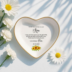 Custom Wedding Gifts for Bride from Mother In Law, Daughter In Law Wedding Jewelry Tray, Bride To Be Trinket Dish, Bonus Daughter Present