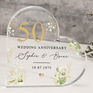 Personalized Golden Anniversary Cake Topper 50th Anniversary Gift Heart Plaque Custom Anniversary Cake Topper 50th Anniversary Plaque Gift