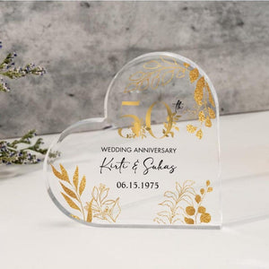 Personalized Golden Anniversary Cake Topper 50th Anniversary Gift Heart Plaque Custom Anniversary Cake Topper 50th Anniversary Plaque Gift