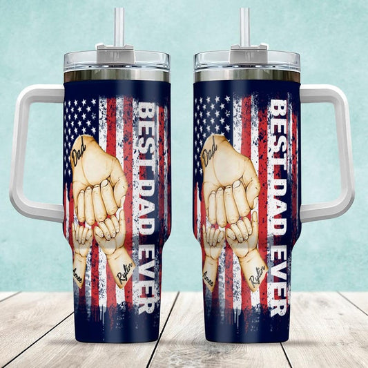 Personalized Best Dad Ever Tumbler 40 Oz Tumbler, Custom Name Kids Tumbler, Dad Gift from Kid, Funny Dad Gift, Tumbler Gift For Father's Day