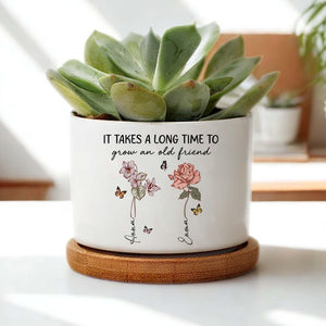 Personalized Friendship Floral Ceramic Vase, Custom Best Friend Birth Month Flower Vase, Friendship Gifts, Besties Gift, Best Friend Gift