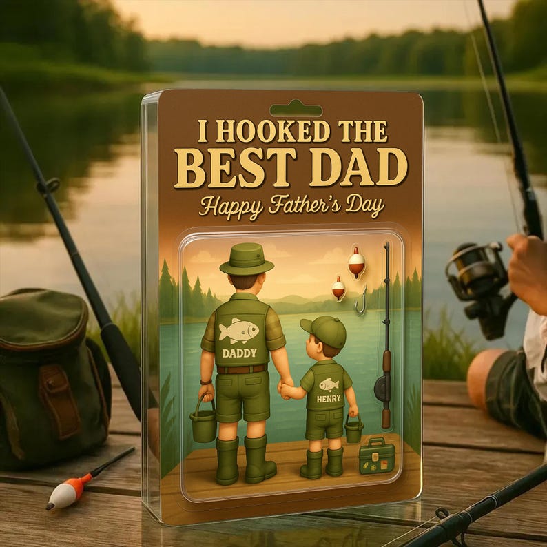 Fishing Dad Acrylic Plaque, Father s Day Gift for Him, Custom Keepsake for Dad or Husband Who Loves Fishing, Unique Gift from Kids