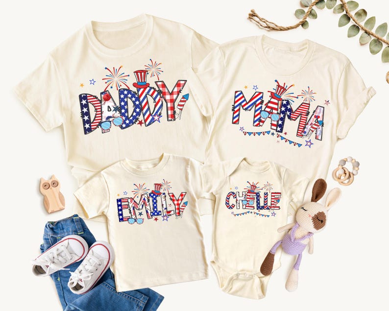 Custom Name 4th of July Family Celebration Matching Shirt, Freedom Shirt, USA Graphic Tee, Patriotic Family Shirt, Family Reunion Shirts